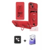 MARSİLYAN™- iPhone 14 Kılıf Vadi Form Prime - Siyah Bilvis 5in1 5D Magic Hayalet Cam Ekran Koruyucu + Pembe PVD Metal Kamera Lens