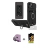 MARSİLYAN™- iPhone 14 Kılıf Vadi Form Prime - Siyah Buffer Cam Ekran Koruyucu + Raze Metal Kamera Lens - MR