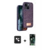 MARSİLYAN™- iPhone 14 Kılıf Vadi Klasik Serisi - Şeffaf 360 Full Body Arka Koruyucu + PVD Metal Kamera Lens - PE