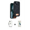MARSİLYAN™- iPhone 14 Kılıf Vadi Klasik Serisi - Şeffaf Pasifik Cam Ekran Koruyucu + Shine Kamera Lens - GI