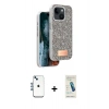 MARSİLYAN™- iPhone 14 Kılıf Vadi Klasik Serisi - Şeffaf Pasifik Cam Ekran Koruyucu + Shine Kamera Lens - MI