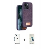 MARSİLYAN™- iPhone 14 Kılıf Vadi Klasik Serisi - Şeffaf Pasifik Cam Ekran Koruyucu + Shine Kamera Lens - MI