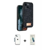 MARSİLYAN™- iPhone 14 Kılıf Vadi Klasik Serisi - Şeffaf Pasifik Cam Ekran Koruyucu + Shine Kamera Lens - MI