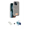 MARSİLYAN™- iPhone 14 Kılıf Vadi Klasik Serisi - Siyah 3D Antistatik Cam Ekran Koruyucu + Diamond Kamera Lens - PE