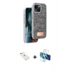 MARSİLYAN™- iPhone 14 Kılıf Vadi Klasik Serisi - Siyah 3D Antistatik Cam Ekran Koruyucu + Diamond Kamera Lens - PE