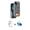 MARSİLYAN™- iPhone 14 Kılıf Vadi Klasik Serisi - Siyah 3D Antistatik Cam Ekran Koruyucu + Shine Kamera Lens - YL