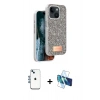MARSİLYAN™- iPhone 14 Kılıf Vadi Klasik Serisi - Siyah 3D Antistatik Cam Ekran Koruyucu + Shine Kamera Lens - MI