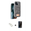 MARSİLYAN™- iPhone 14 Kılıf Vadi Klasik Serisi - Siyah 3D Antistatik Hayalet Cam Ekran Koruyucu + Diamond Kamera Lens - PE