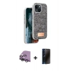 MARSİLYAN™- iPhone 14 Kılıf Vadi Klasik Serisi - Siyah 3D Antistatik Hayalet Cam Ekran Koruyucu + Raze Metal Kamera Lens - GS