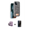 MARSİLYAN™- iPhone 14 Kılıf Vadi Klasik Serisi - Siyah 3D Antistatik Hayalet Cam Ekran Koruyucu + Raze Metal Kamera Lens - MR