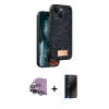 MARSİLYAN™- iPhone 14 Kılıf Vadi Klasik Serisi - Siyah 3D Antistatik Hayalet Cam Ekran Koruyucu + Raze Metal Kamera Lens - GS