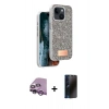 MARSİLYAN™- iPhone 14 Kılıf Vadi Klasik Serisi - Siyah 3D Antistatik Hayalet Cam Ekran Koruyucu + Raze Metal Kamera Lens - MR