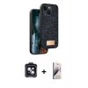 MARSİLYAN™- iPhone 14 Kılıf Vadi Klasik Serisi - Siyah Bilvis 3D Mat Cam Ekran Koruyucu + PVD Metal Kamera Lens - SH