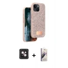 MARSİLYAN™- iPhone 14 Kılıf Vadi Klasik Serisi - Siyah Bilvis 3D Mat Cam Ekran Koruyucu + PVD Metal Kamera Lens - PE