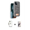 MARSİLYAN™- iPhone 14 Kılıf Vadi Klasik Serisi - Siyah Bilvis 3D Mat Cam Ekran Koruyucu + Shine Kamera Lens - GD