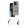 MARSİLYAN™- iPhone 14 Kılıf Vadi Klasik Serisi - Siyah Bilvis 3D Mat Cam Ekran Koruyucu + Shine Kamera Lens - YL