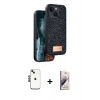 MARSİLYAN™- iPhone 14 Kılıf Vadi Klasik Serisi - Siyah Bilvis 3D Mat Cam Ekran Koruyucu + Shine Kamera Lens - SH