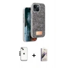 MARSİLYAN™- iPhone 14 Kılıf Vadi Klasik Serisi - Siyah Bilvis 3D Mat Cam Ekran Koruyucu + Shine Kamera Lens - SH