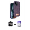 MARSİLYAN™- iPhone 14 Kılıf Vadi Klasik Serisi - Siyah Bilvis 5in1 3D Magic Cam Ekran Koruyucu + PVD Metal Kamera Lens - TU