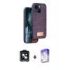 MARSİLYAN™- iPhone 14 Kılıf Vadi Klasik Serisi - Siyah Bilvis 5in1 3D Magic Cam Ekran Koruyucu + PVD Metal Kamera Lens - SH
