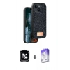 MARSİLYAN™- iPhone 14 Kılıf Vadi Klasik Serisi - Siyah Bilvis 5in1 3D Magic Cam Ekran Koruyucu + PVD Metal Kamera Lens - MI