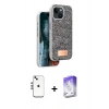 MARSİLYAN™- iPhone 14 Kılıf Vadi Klasik Serisi - Siyah Bilvis 5in1 3D Magic Cam Ekran Koruyucu + Shine Kamera Lens - GS