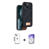MARSİLYAN™- iPhone 14 Kılıf Vadi Klasik Serisi - Siyah Bilvis 5in1 3D Magic Cam Ekran Koruyucu + Shine Kamera Lens - MI