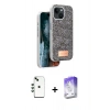 MARSİLYAN™- iPhone 14 Kılıf Vadi Klasik Serisi - Siyah Bilvis 5in1 3D Magic Cam Ekran Koruyucu + Shine Kamera Lens - YL