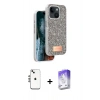 MARSİLYAN™- iPhone 14 Kılıf Vadi Klasik Serisi - Siyah Bilvis 5in1 3D Magic Cam Ekran Koruyucu + Shine Kamera Lens - GS