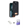 MARSİLYAN™- iPhone 14 Kılıf Vadi Klasik Serisi - Siyah Bilvis 5in1 5D Magic Hayalet Cam Ekran Koruyucu + Diamond Kamera Lens - YL