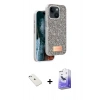MARSİLYAN™- iPhone 14 Kılıf Vadi Klasik Serisi - Siyah Bilvis 5in1 5D Magic Hayalet Cam Ekran Koruyucu + Diamond Kamera Lens - SABE