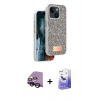 MARSİLYAN™- iPhone 14 Kılıf Vadi Klasik Serisi - Siyah Bilvis 5in1 5D Magic Hayalet Cam Ekran Koruyucu + Raze Metal Kamera Lens - SH