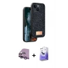 MARSİLYAN™- iPhone 14 Kılıf Vadi Klasik Serisi - Siyah Bilvis 5in1 5D Magic Hayalet Cam Ekran Koruyucu + Raze Metal Kamera Lens - MR
