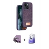 MARSİLYAN™- iPhone 14 Kılıf Vadi Klasik Serisi - Siyah Bilvis 5in1 5D Magic Hayalet Cam Ekran Koruyucu + Raze Metal Kamera Lens - SH