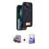 MARSİLYAN™- iPhone 14 Kılıf Vadi Klasik Serisi - Siyah Bilvis 5in1 5D Magic Hayalet Cam Ekran Koruyucu + Raze Metal Kamera Lens - SH