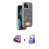 MARSİLYAN™- iPhone 14 Kılıf Vadi Klasik Serisi - Siyah Bilvis 5in1 5D Magic Hayalet Cam Ekran Koruyucu + Raze Metal Kamera Lens - SH