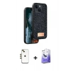 MARSİLYAN™- iPhone 14 Kılıf Vadi Klasik Serisi - Siyah Bilvis 5in1 5D Magic Hayalet Cam Ekran Koruyucu + Shine Kamera Lens - GD