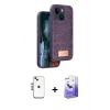 MARSİLYAN™- iPhone 14 Kılıf Vadi Klasik Serisi - Siyah Bilvis 5in1 5D Magic Hayalet Cam Ekran Koruyucu + Shine Kamera Lens - GS