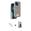 MARSİLYAN™- iPhone 14 Kılıf Vadi Klasik Serisi - Siyah Bilvis Hayalet Cam Ekran Koruyucu + Diamond Kamera Lens - YL