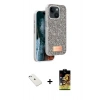 MARSİLYAN™- iPhone 14 Kılıf Vadi Klasik Serisi - Siyah Buffer Cam Ekran Koruyucu + Diamond Kamera Lens - SABE
