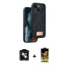 MARSİLYAN™- iPhone 14 Kılıf Vadi Klasik Serisi - Siyah Buffer Cam Ekran Koruyucu + PVD Metal Kamera Lens - GS