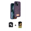 MARSİLYAN™- iPhone 14 Kılıf Vadi Klasik Serisi - Siyah Buffer Cam Ekran Koruyucu + PVD Metal Kamera Lens - GS