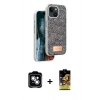 MARSİLYAN™- iPhone 14 Kılıf Vadi Klasik Serisi - Siyah Buffer Cam Ekran Koruyucu + PVD Metal Kamera Lens - GS