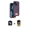 MARSİLYAN™- iPhone 14 Kılıf Vadi Klasik Serisi - Siyah Buffer Cam Ekran Koruyucu + PVD Metal Kamera Lens - MI