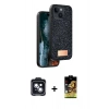 MARSİLYAN™- iPhone 14 Kılıf Vadi Klasik Serisi - Siyah Buffer Cam Ekran Koruyucu + PVD Metal Kamera Lens - SH