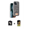 MARSİLYAN™- iPhone 14 Kılıf Vadi Klasik Serisi - Siyah Buffer Cam Ekran Koruyucu + PVD Metal Kamera Lens - TU