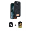 MARSİLYAN™- iPhone 14 Kılıf Vadi Klasik Serisi - Siyah Buffer Cam Ekran Koruyucu + PVD Metal Kamera Lens - YL