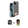 MARSİLYAN™- iPhone 14 Kılıf Vadi Klasik Serisi - Siyah Buffer Cam Ekran Koruyucu + PVD Metal Kamera Lens - YL