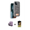 MARSİLYAN™- iPhone 14 Kılıf Vadi Klasik Serisi - Siyah Buffer Cam Ekran Koruyucu + Raze Metal Kamera Lens - SH