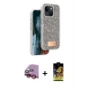 MARSİLYAN™- iPhone 14 Kılıf Vadi Klasik Serisi - Siyah Buffer Cam Ekran Koruyucu + Raze Metal Kamera Lens - KI